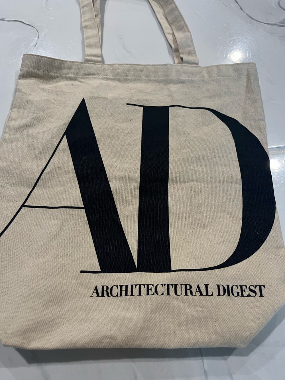 Cream Canvas Tote with Black Logo
